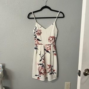 White casual dress with flowers